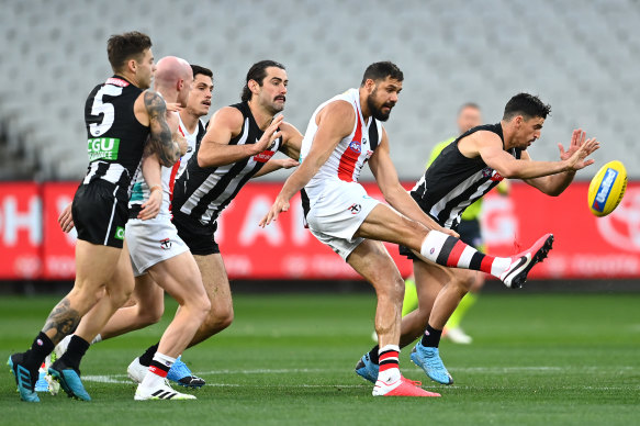 Paddy Ryder in action against Collingwood. 