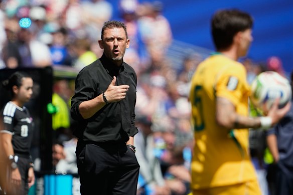 Tony Popovic’s during the Socceroos 2-0 loss to the United States.