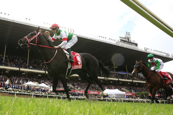 Japanese-trained Lys Gracieux wins last year's Cox Plate. Moonee Valley officials are keen to keep the event in its usual timeslot. 