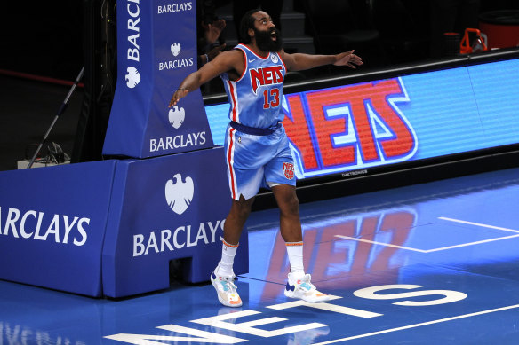 Harden made Nets history with a triple-double on debut for his new team.