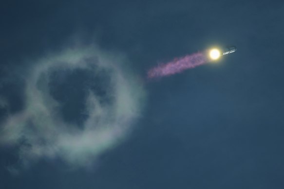 SpaceX’s mega rocket Starship makes a test flight from Starbase, Texas.