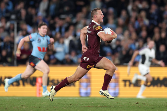 Daly Cherry-Evans makes a break during game one.