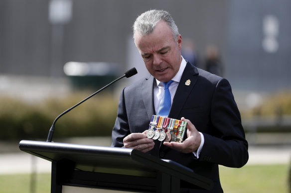 Brendan Nelson, former director of the Australian War Memorial speaking at a wreath laying ceremony at the memorial.