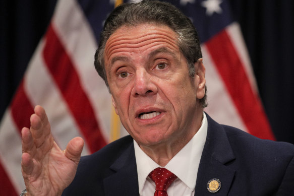 New York Governor Andrew Cuomo speaks during a news conference at his office in New York City.