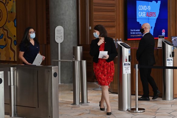 NSW Premier Gladys Berejiklian at Monday’s press conference.