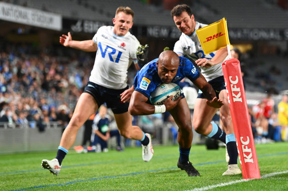 Mark Telea scores for the Blues in their big win over NSW in April.