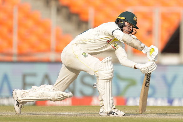 Matt Kuhnemann was sent out to open the batting in place of an injured Usman Khawaja late on day four of the fourth Test.