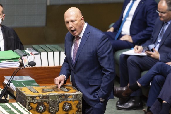 Dutton fires up in question time on Tuesday.