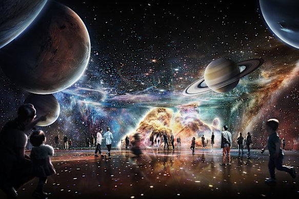An artist’s impression of Parramatta Powerhouse’s 360-degree immersive screen space from 2020.
