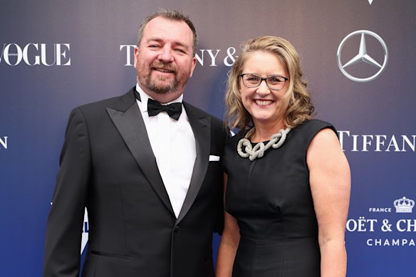 Victorian Premier Jacinta Allan and her husband, Yorick Piper, at the NGV Gala in 2023.