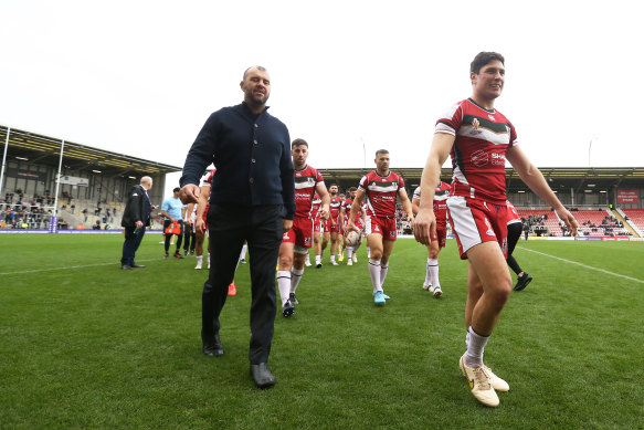 Michael Cheika during his time as coach of Lebanon at the 2022 Rugby League World Cup.