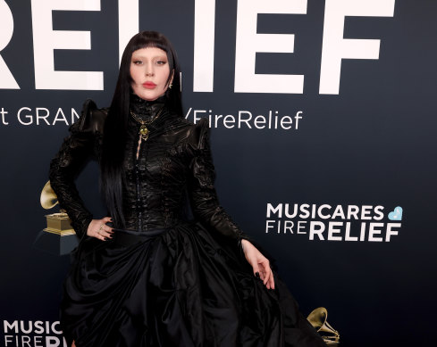 Lady Gaga, bleached eyebrows and all, at last month’s Grammys.