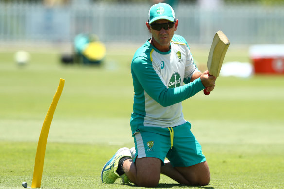 Coach Justin Langer at training on Saturday.