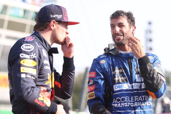 Reunited: World champion Max Verstappen and Daniel Ricciardo are back on the same side at Red Bull.