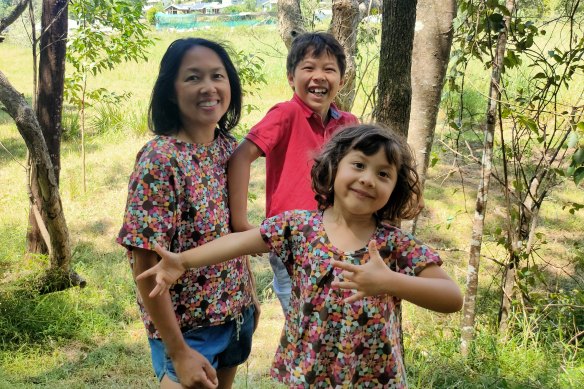 Lori Spence and her two children try to celebrate Christmas in a sustainable way. 