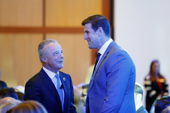 Then Australian War Memorial director Dr Brendan Nelson with Ben Roberts-Smith in November 2018.