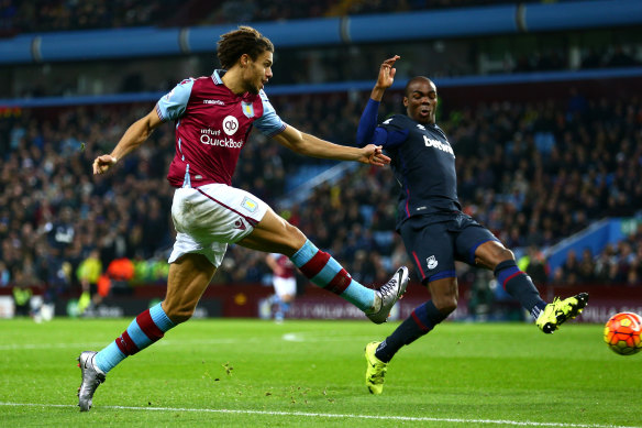 Rudy Gestede (right) in action for Aston Villa in 2015.