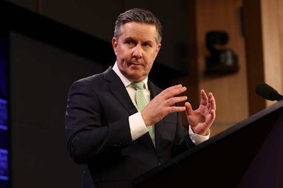 Minister for the NDIS Mark Butler at the National Press Club on Wednesday.