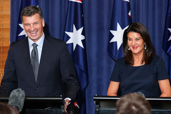 Liberal leader Angus Taylor and deputy Jane Hume.