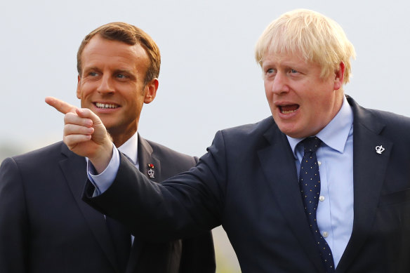 French President Emmanuel Macron welcomes British Prime Minister Boris Johnson to Biarritz in south-west France.