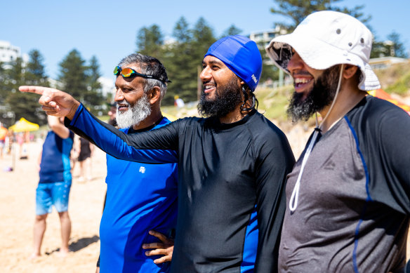Swim Brothers participants from Lakemba: father and son Syed and Abdullah Mahmud, and their friend Shaykh Abdul Karim. 