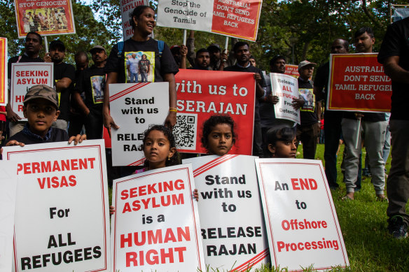 Demonstrators in Sydney make their point that seeking asylum is not a crime.