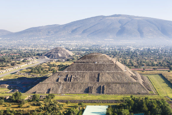 Pyramids of the Sun and Moon in Teotihuacan, Mexico. 