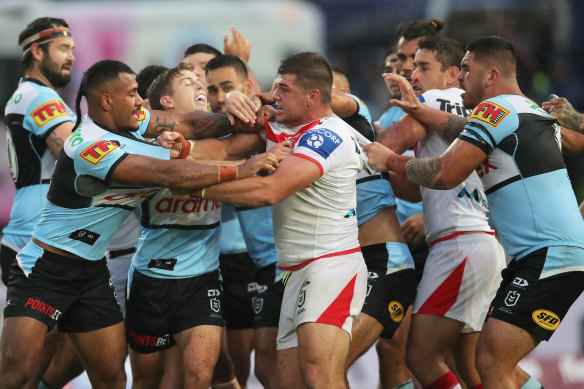 The Sharks came out on top in an at-times spiteful local derby at Kogarah.