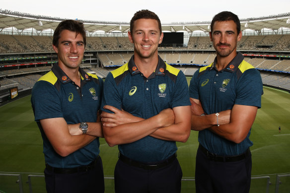 The big three: Pat Cummins, Josh Hazlewood and Mitchell Starc.