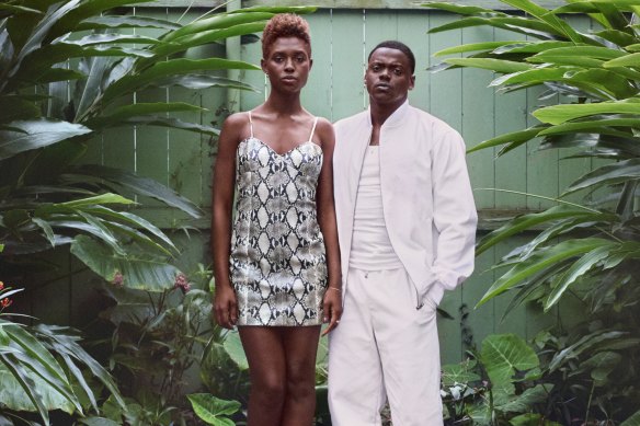 Jodie Turner-Smith and Daniel Kaluuya as Queen and Slim.