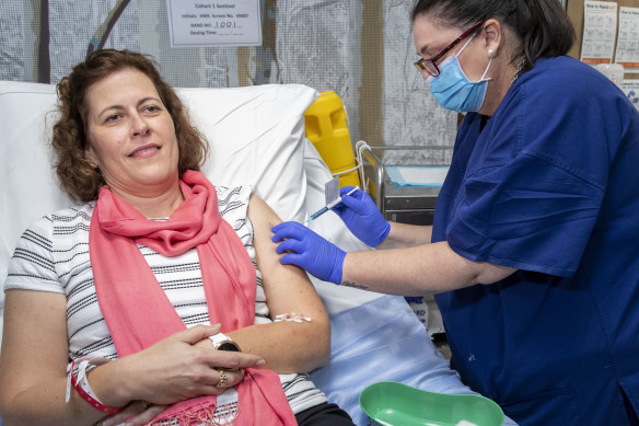 Helen Sullivan is one of two volunteers who were the first to be given a COVID-19 vaccine candidate developed by UQ.