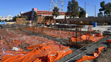 The site of Docklands' $58 million 'vertical' Primary School, due to open in 2021. 