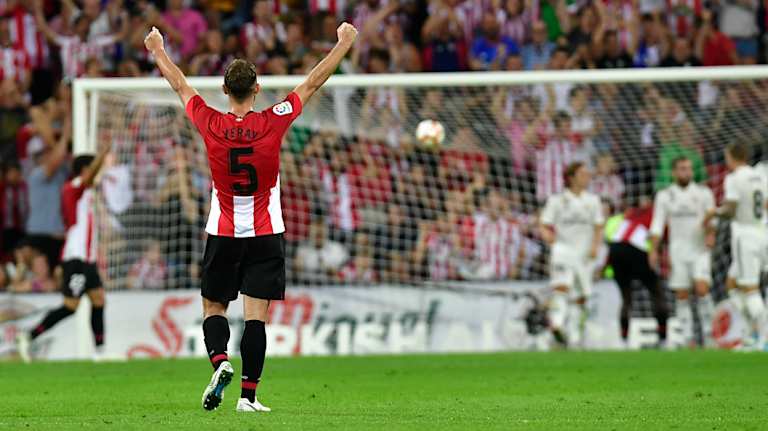 Rejoice: Athletic Bilbao's Yeray Alvarez celebrates his side's goal against Real Madrid.