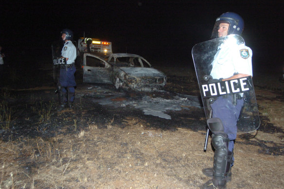 One of the cars torched during the 2005 New Year's Eve  incident.