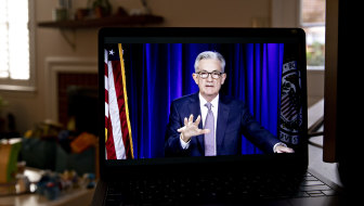 Jerome Powell during a virtual news conference after the Fed meeting concluded.