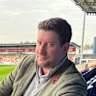 York Knights owner Clint Goodchild sits in the grandstand at the 8000-seat LNER Community Stadium in York.