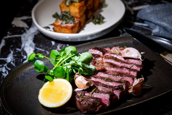 Whisky-aged wagyu Scotch fillet at The Sanderson in Sydney.