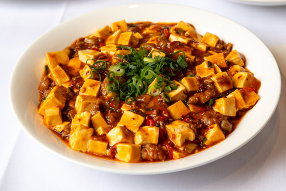 The ma po tofu has a good chilli bite and balance of tofu to pork, although the pork feels over-tenderised.