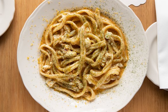 Moreton Bay bug pasta at Cordelia, the new Carlton restaurant by the Dom’s team.