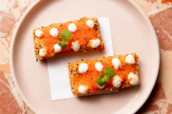 Hokkaido toast is plated as if it knows the camera will be shooting from directly above.