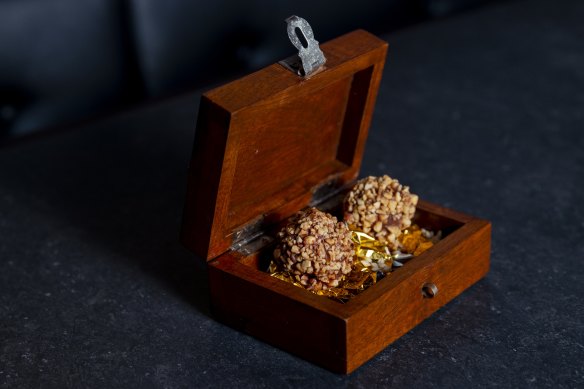 Eau de Vie’s foie-rero rocher is a sweet-savoury play on Ferrero Rocher balls.