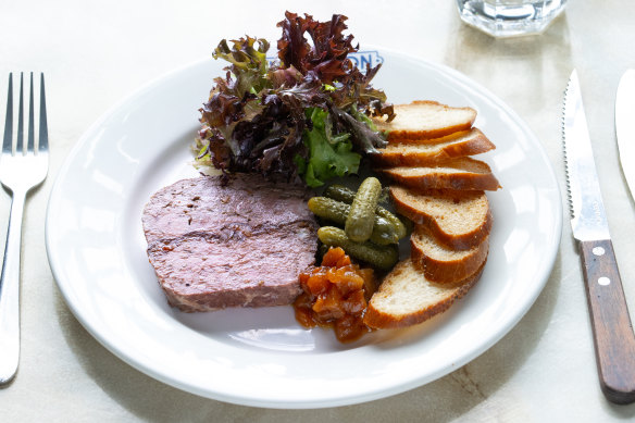 Pork terrine with chicken liver, port and prunes.