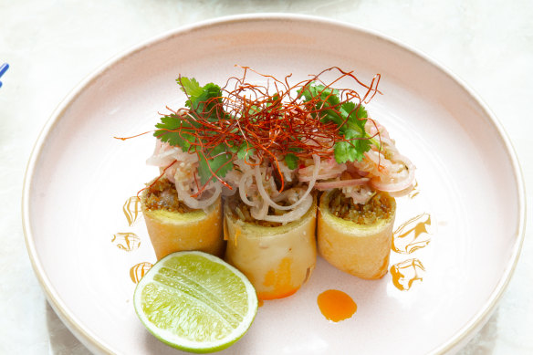 The go-to dish: Oxtail lends heft to the spring roll filling.
