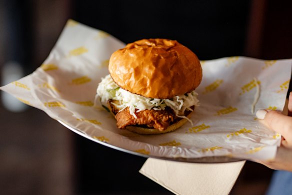 Morty’s fried chicken burger.