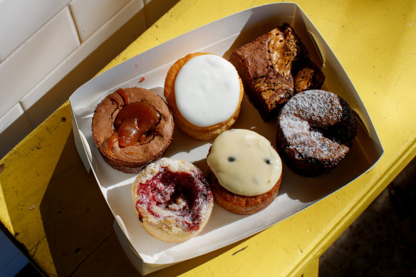 Tray of small cakes.