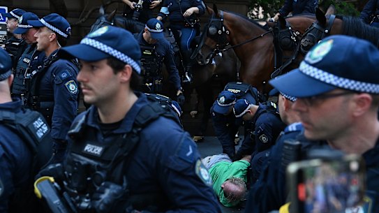 NSW Police officers arrested 27 protesters.