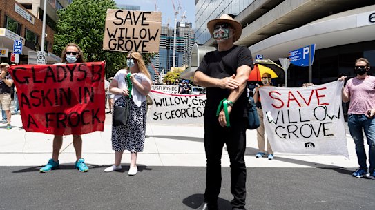 Protestors rally to save Willow Grove  last November 