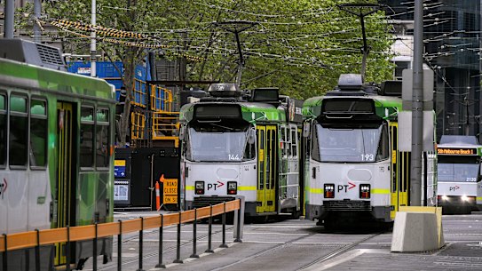 Z-Class trams on Swanston Street