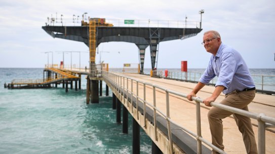 Prime Minister Scott Morrison visits the detention facilities on Christmas Island last week. He announced that refugees eligible for medical evacuation will be processed at the North West Point detention centre if they are approved for medical transfer.