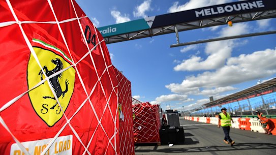 The Ferrari team arrives in Melbourne.